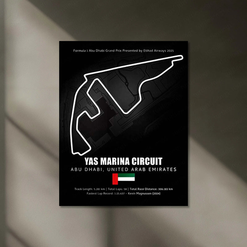 LED | Yas Marina Circuit Neon LED Metal Poster – Abu Dhabi F1 Glowing Racing Track Wall Art