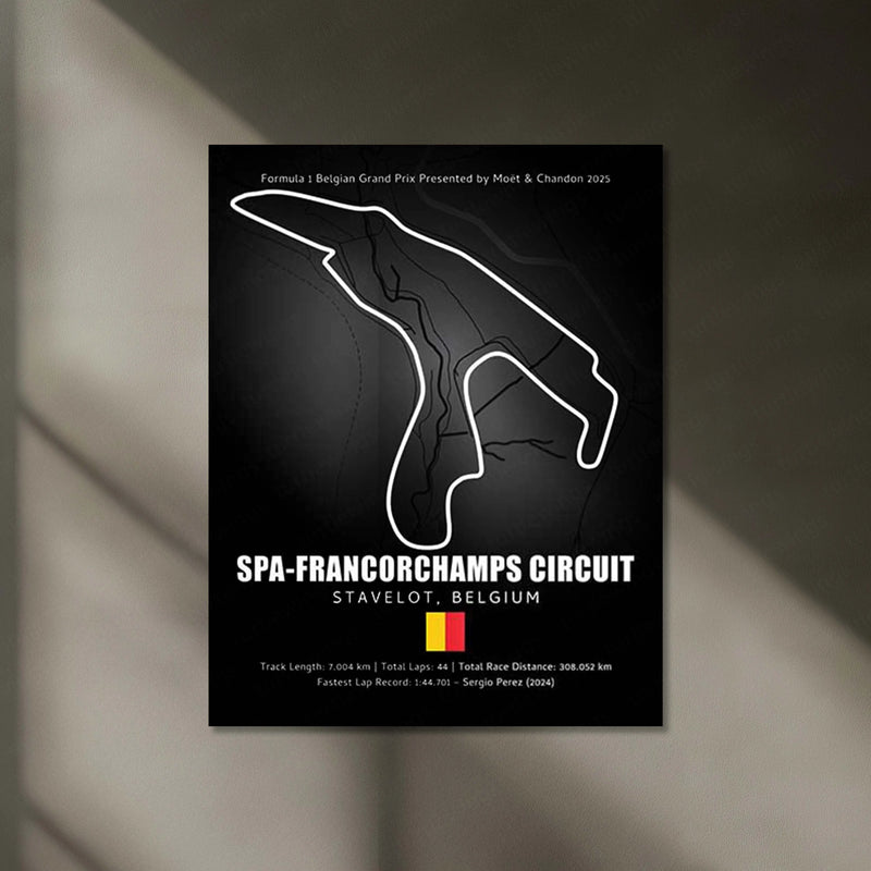 LED | Spa-Francorchamps Circuit Neon LED Metal Poster – Legendary Belgium F1 Track Wall Art