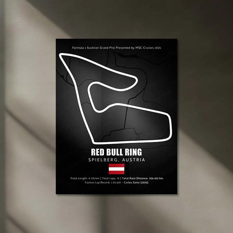 LED | Red Bull Ring Neon LED Metal Poster – Glowing Austria F1 Circuit Wall Art