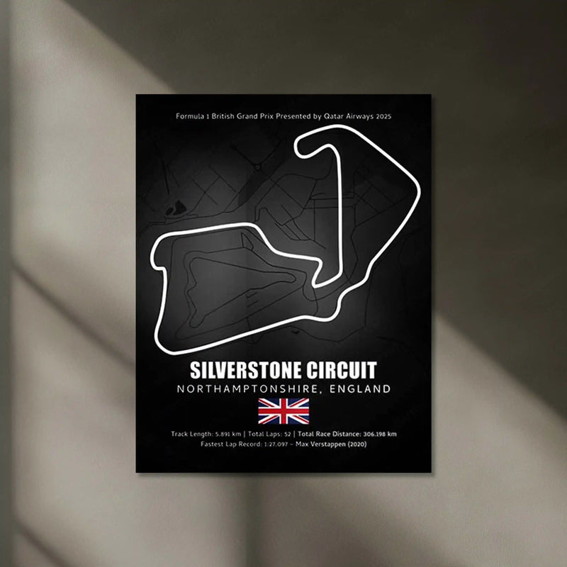 LED | Silverstone Circuit Neon LED Metal Poster – Glowing Home of British F1 Wall Art
