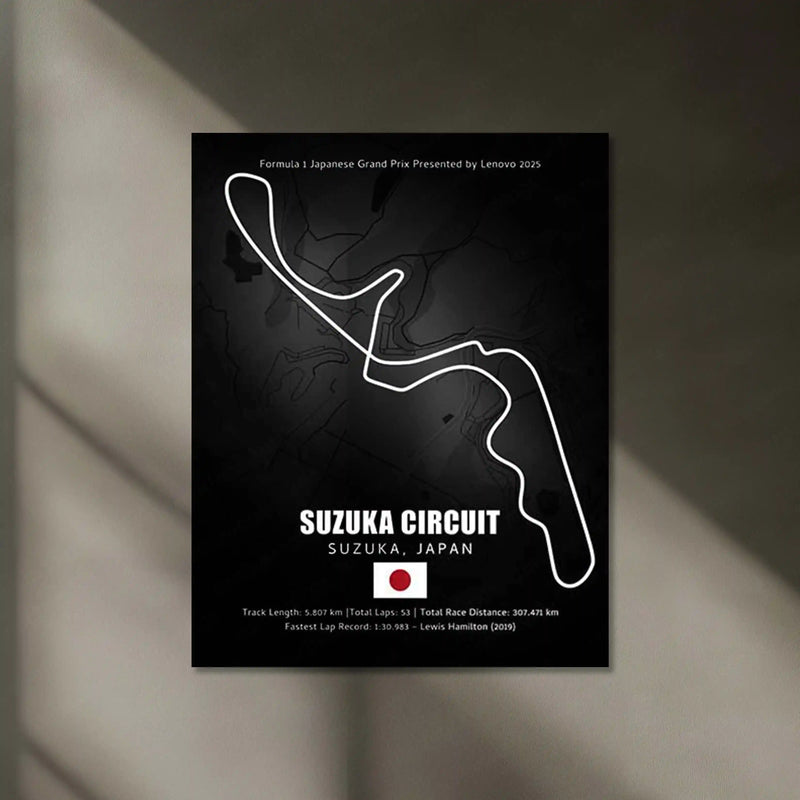LED | Suzuka Circuit Neon LED Metal Poster – Glowing Japanese F1 Track Wall Art