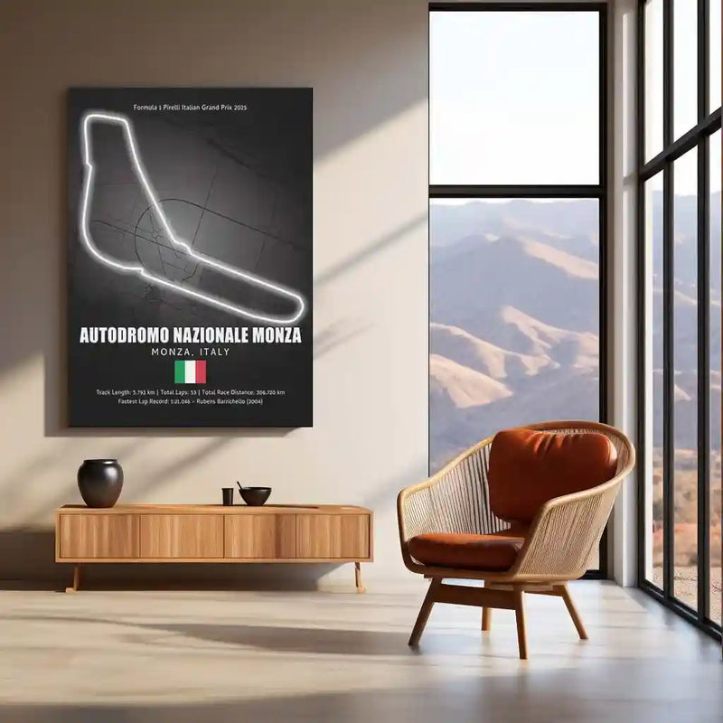 LED | Monza Circuit Neon LED Metal Poster – Glowing Temple of Speed Wall Art