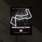 LED | Marina Bay Street Circuit Neon LED Metal Poster – Singapore Night Race Glowing Wall Art