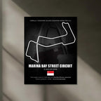 LED | Marina Bay Street Circuit Neon LED Metal Poster – Singapore Night Race Glowing Wall Art