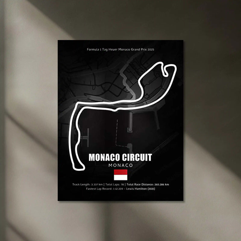 LED | Monaco Grand Prix Track Neon LED Metal Poster – Glowing Circuit Wall Art