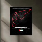 LED | Yas Marina Circuit Neon LED Metal Poster – Abu Dhabi F1 Glowing Racing Track Wall Art