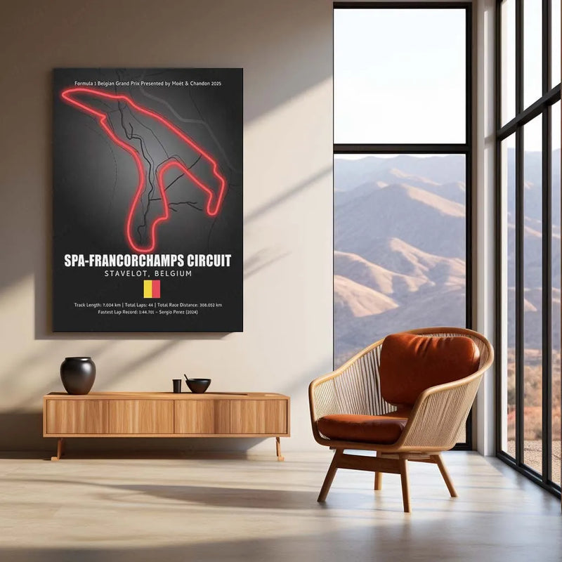 LED | Spa-Francorchamps Circuit Neon LED Metal Poster – Legendary Belgium F1 Track Wall Art