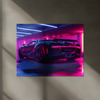 LED | Bugatti Chiron Rear Neon Parking Garage – LED Glow Poster | Luxury Car Metal Wall Art with Tail Light Effect