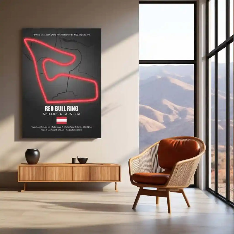 LED | Red Bull Ring Neon LED Metal Poster – Glowing Austria F1 Circuit Wall Art