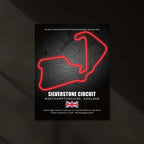 LED | Silverstone Circuit Neon LED Metal Poster – Glowing Home of British F1 Wall Art