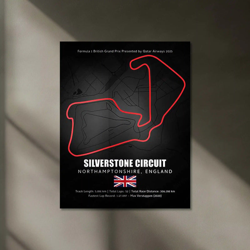 LED | Silverstone Circuit Neon LED Metal Poster – Glowing Home of British F1 Wall Art
