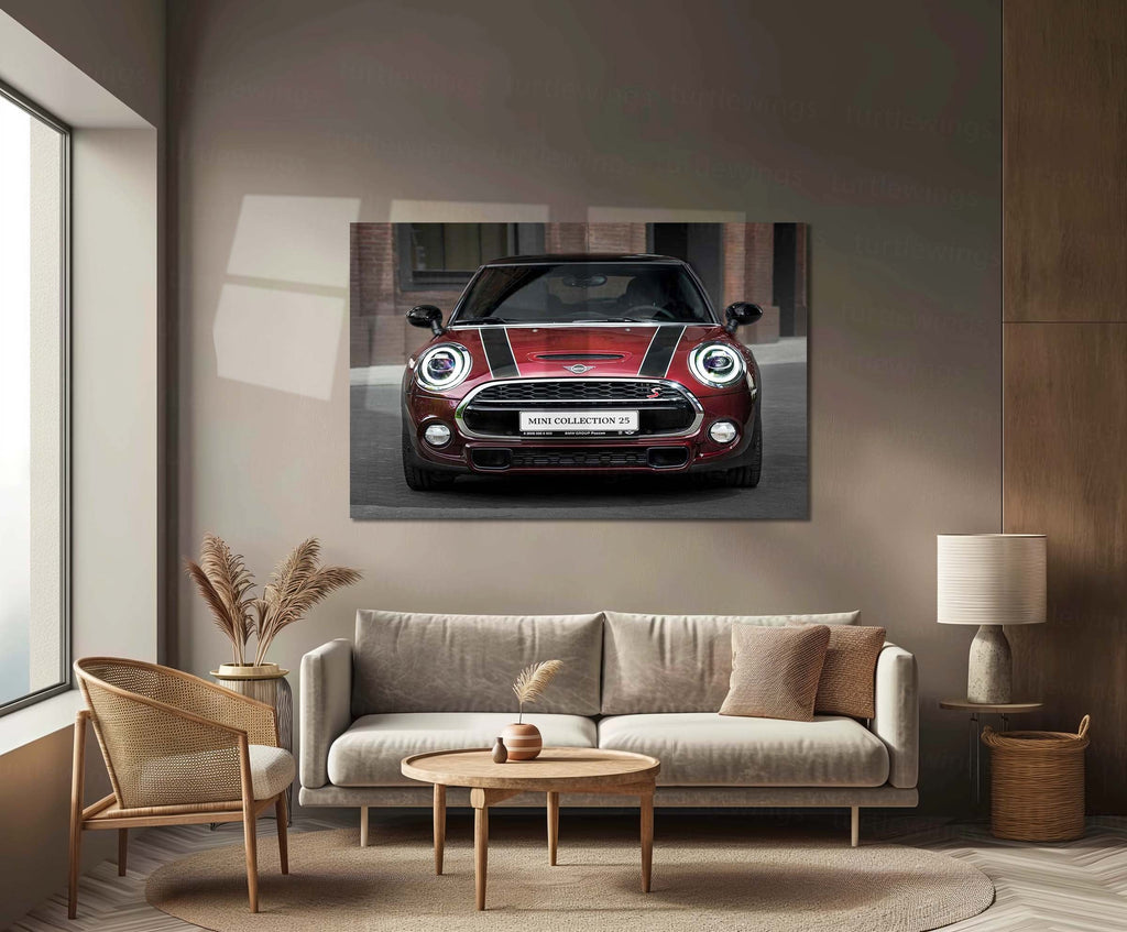 LED | Mini Cooper S Neon LED Metal Frame | Iconic Hatchback Wall Art with LED Glow