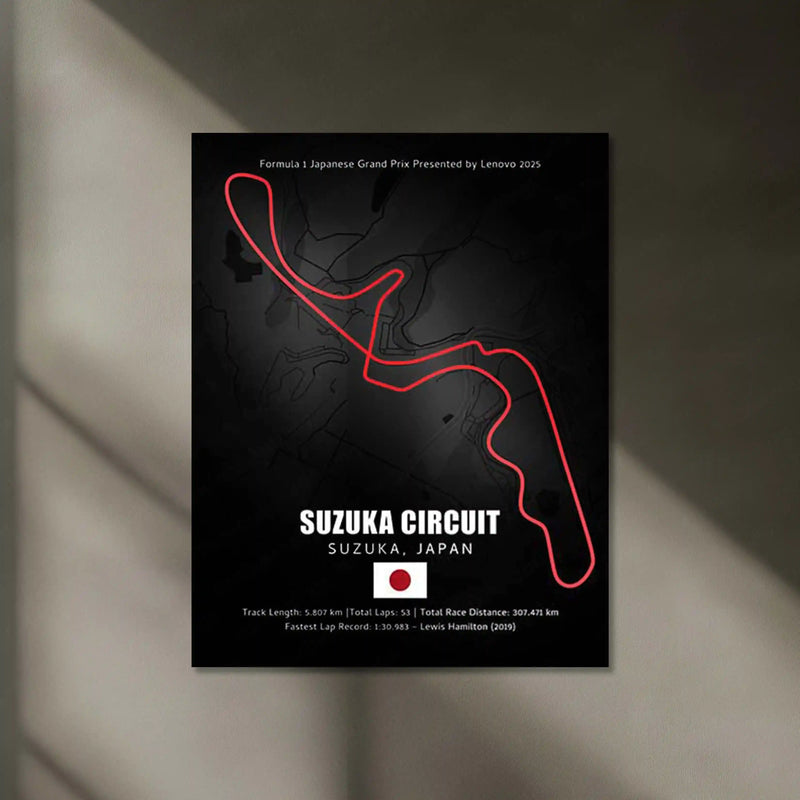 LED | Suzuka Circuit Neon LED Metal Poster – Glowing Japanese F1 Track Wall Art