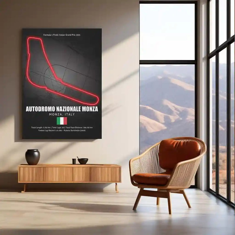 LED | Monza Circuit Neon LED Metal Poster – Glowing Temple of Speed Wall Art