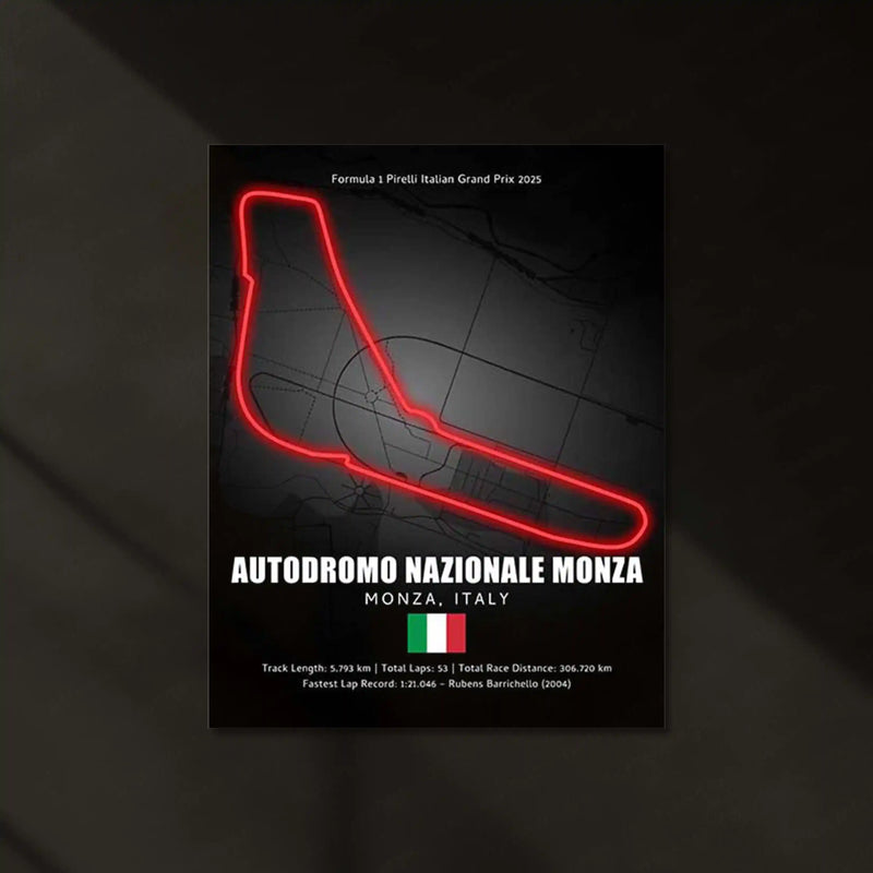 LED | Monza Circuit Neon LED Metal Poster – Glowing Temple of Speed Wall Art
