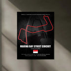 LED | Marina Bay Street Circuit Neon LED Metal Poster – Singapore Night Race Glowing Wall Art