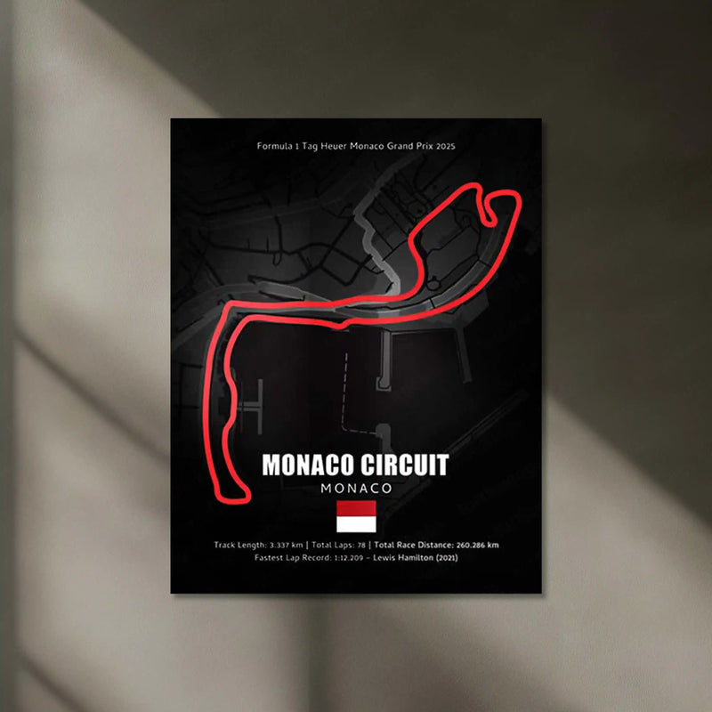 LED | Monaco Grand Prix Track Neon LED Metal Poster – Glowing Circuit Wall Art