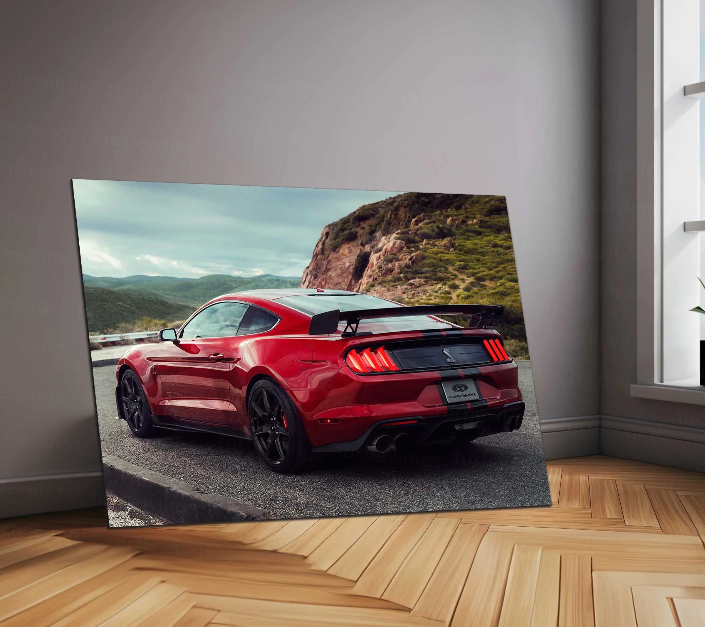 LED | 🐍 Ford Mustang Shelby GT500 Neon LED Metal Poster | American Muscle Wall Art | Supercharged Street Glow Decor 03
