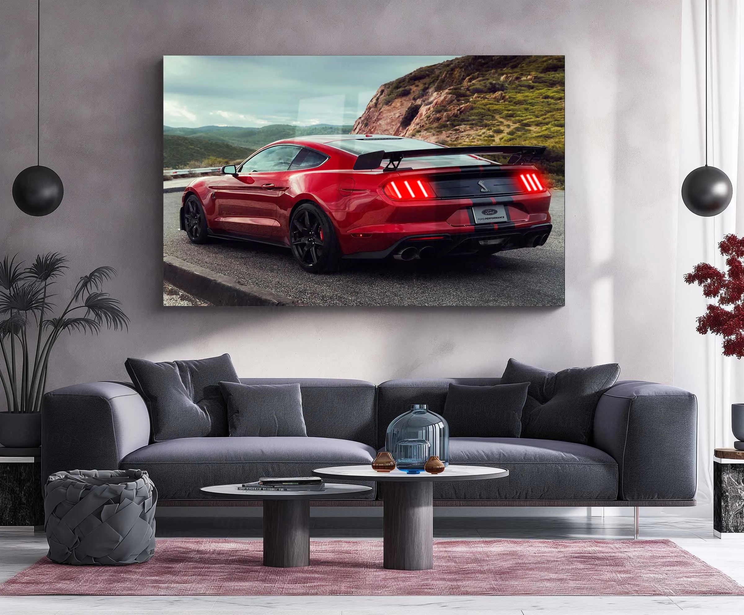 LED | 🐍 Ford Mustang Shelby GT500 Neon LED Metal Poster | American Muscle Wall Art | Supercharged Street Glow Decor 03