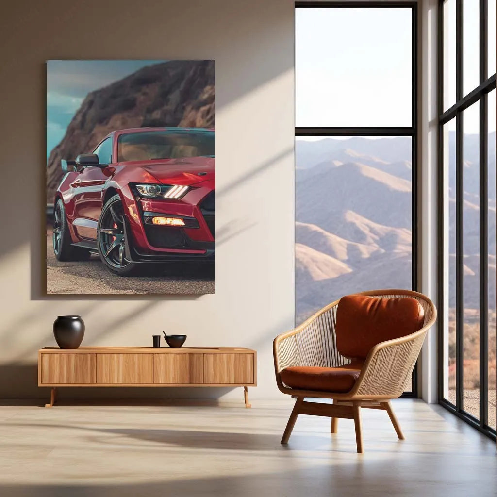 LED | 🐍 Ford Mustang Shelby GT500 Neon LED Metal Poster | American Muscle Wall Art | Supercharged Street Glow Decor 04
