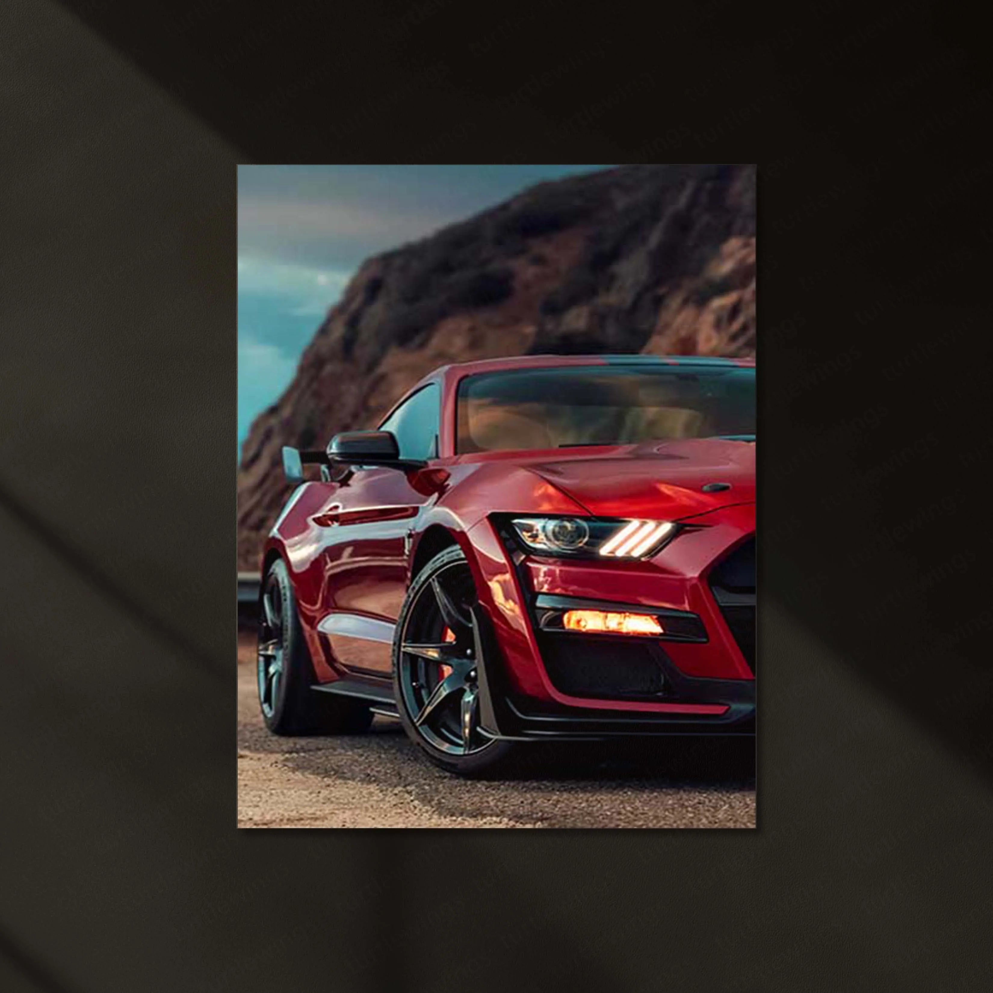 LED | 🐍 Ford Mustang Shelby GT500 Neon LED Metal Poster | American Muscle Wall Art | Supercharged Street Glow Decor 04