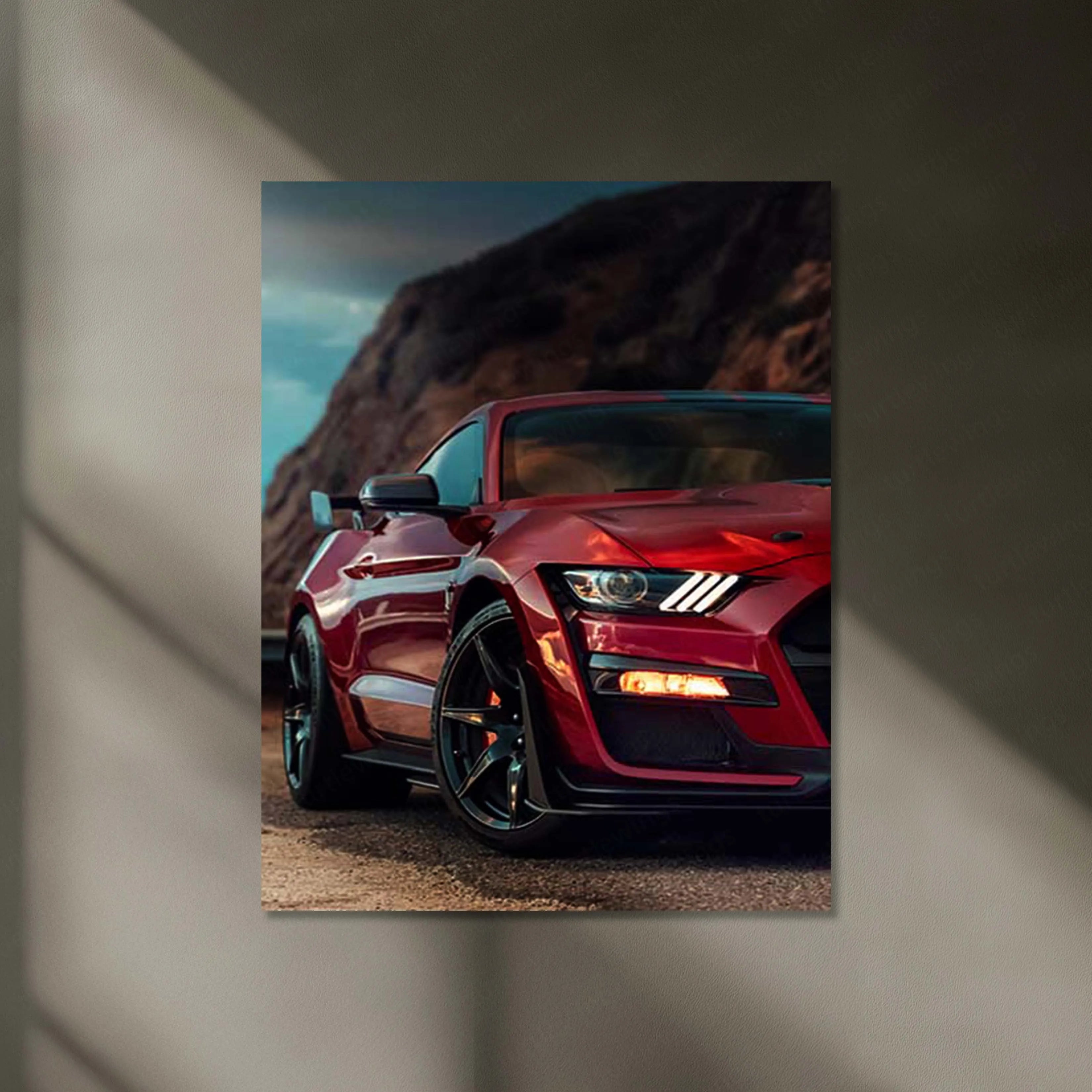 LED | 🐍 Ford Mustang Shelby GT500 Neon LED Metal Poster | American Muscle Wall Art | Supercharged Street Glow Decor 04