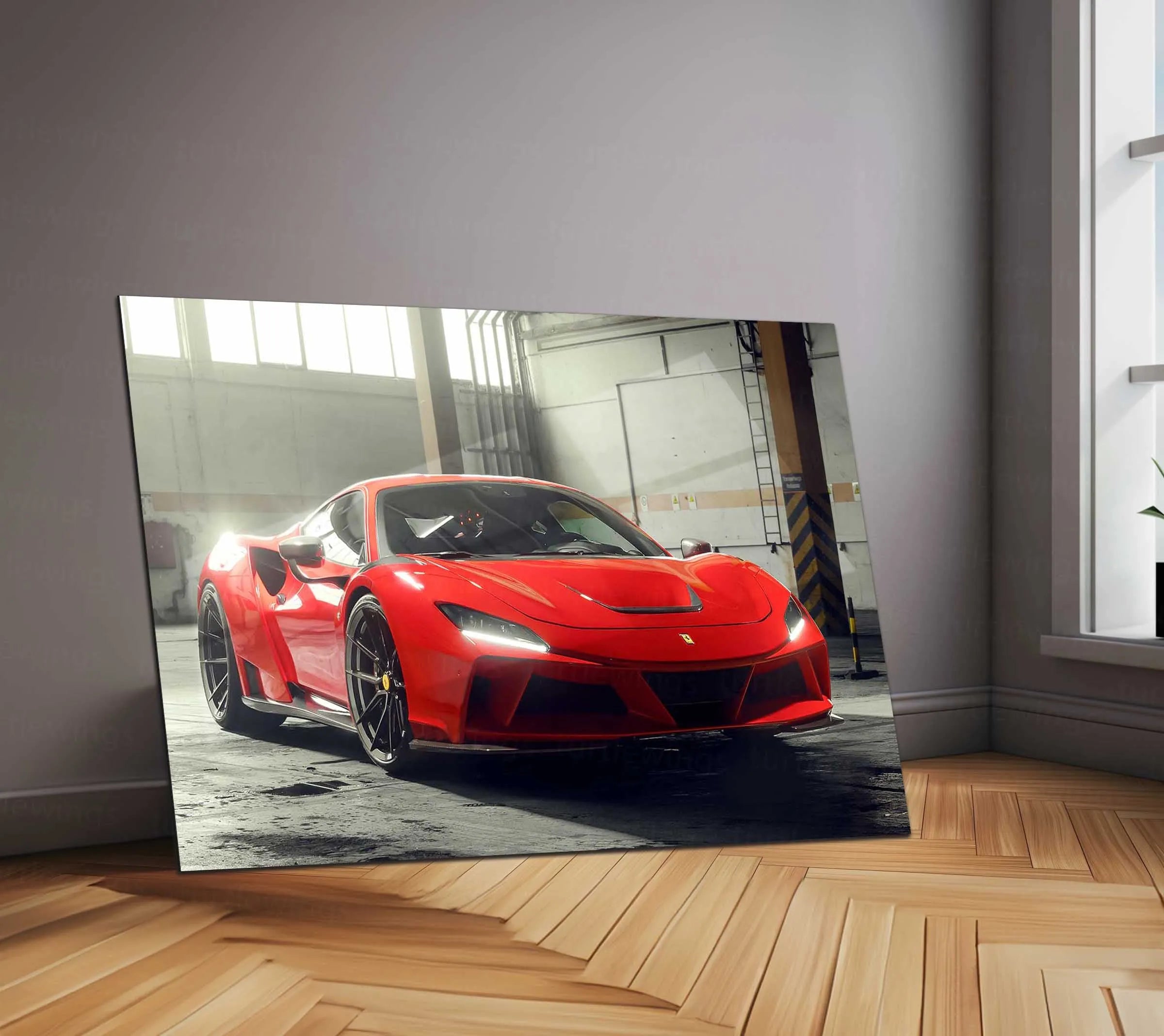 LED | 🏎️ Novitec Ferrari F8 Tributo LED Metal Poster | Exotic Supercar Wall Art | Neon Performance Glow Decor