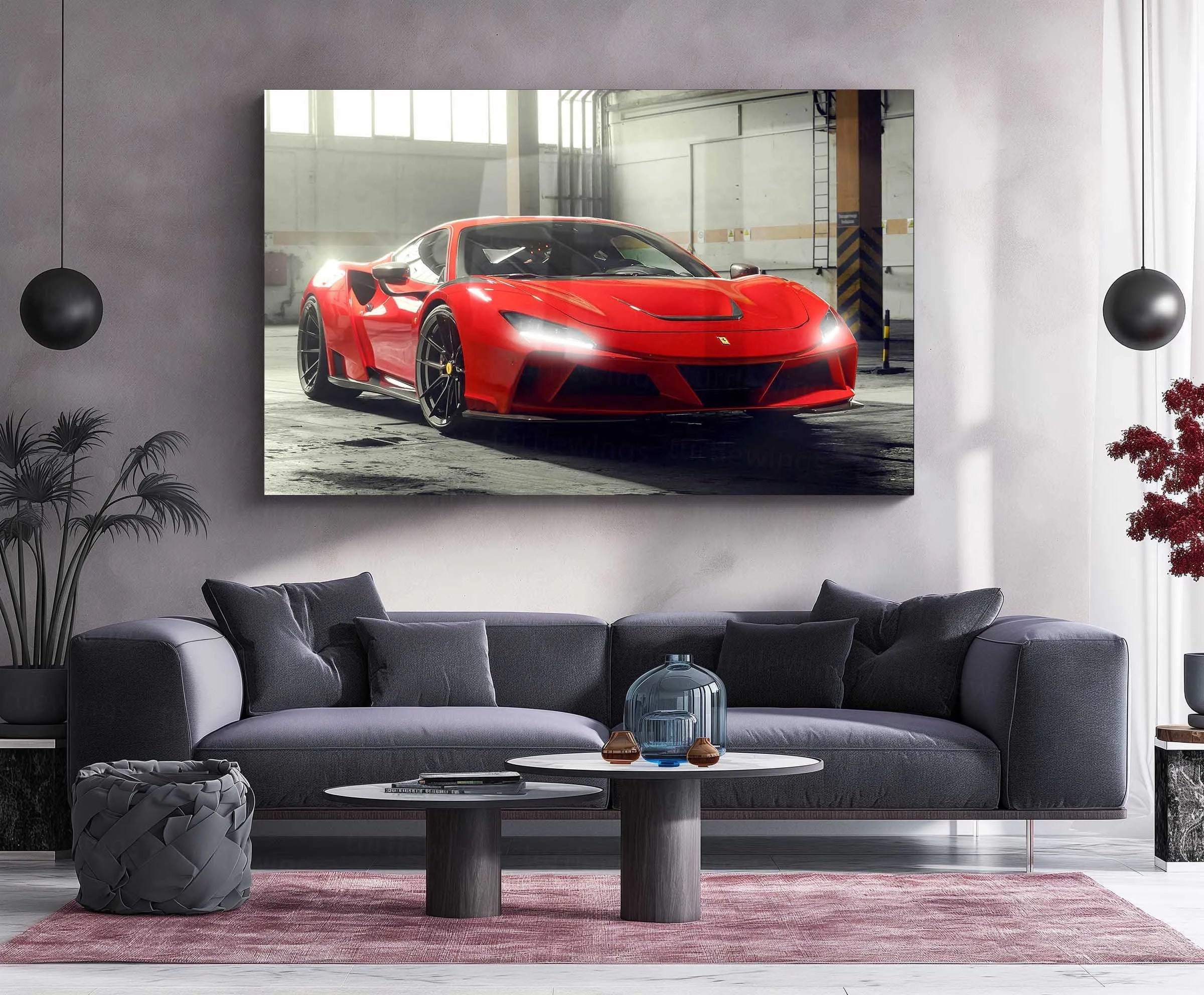 LED | 🏎️ Novitec Ferrari F8 Tributo LED Metal Poster | Exotic Supercar Wall Art | Neon Performance Glow Decor