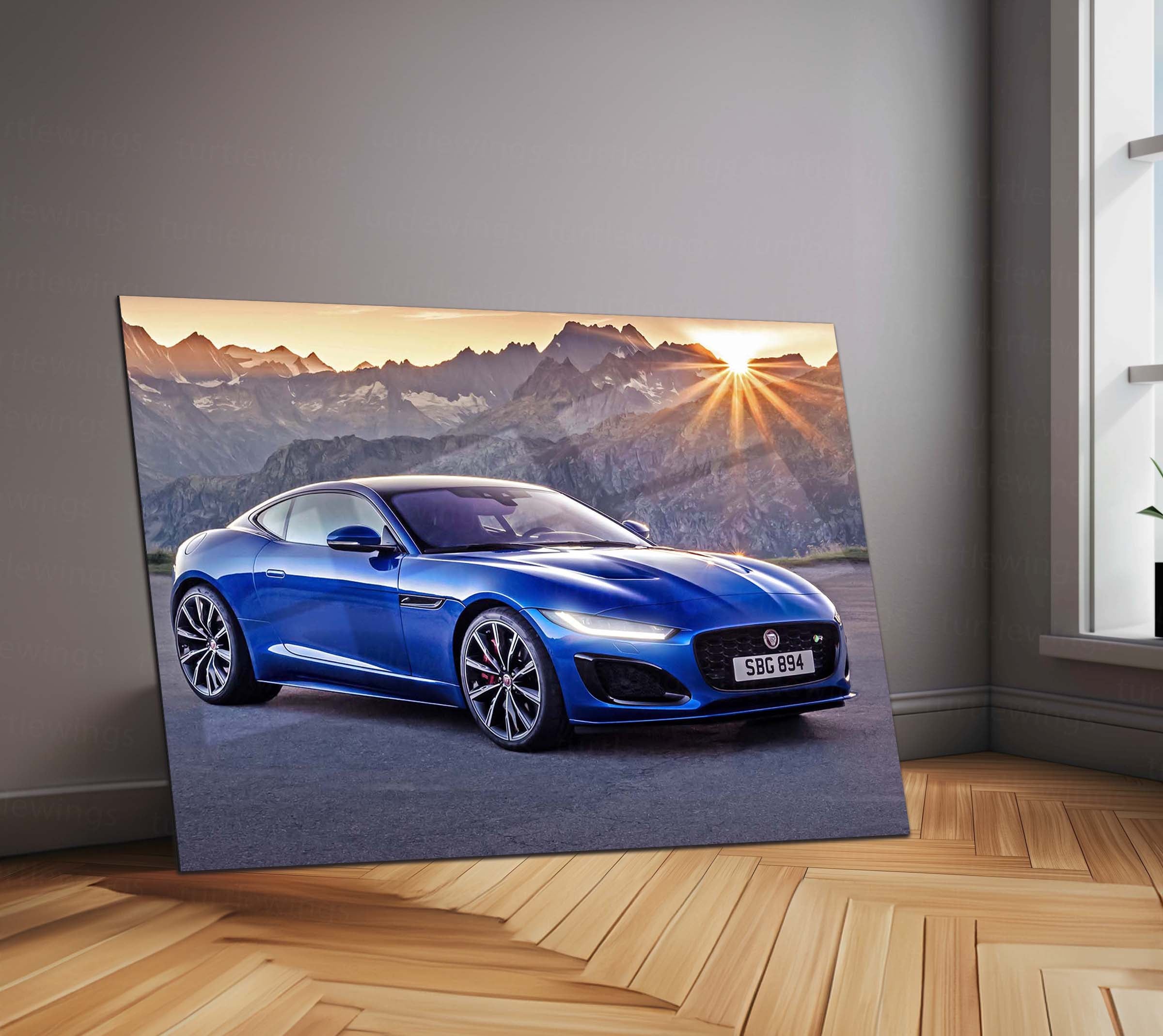 LED | Jaguar F Neon LED Metal Frame | Luxury Sports Car Wall Art with LED Glow
