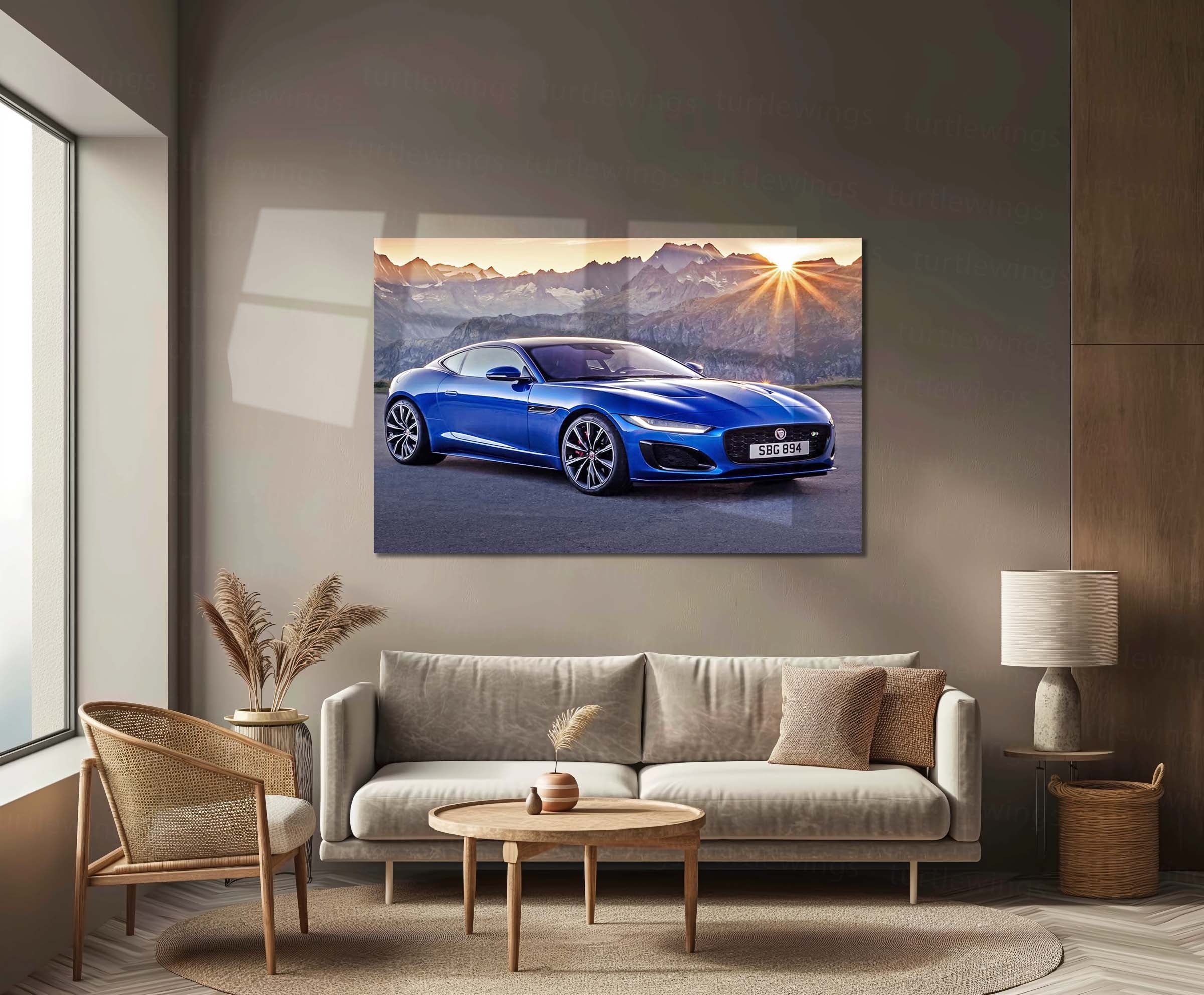 LED | Jaguar F Neon LED Metal Frame | Luxury Sports Car Wall Art with LED Glow