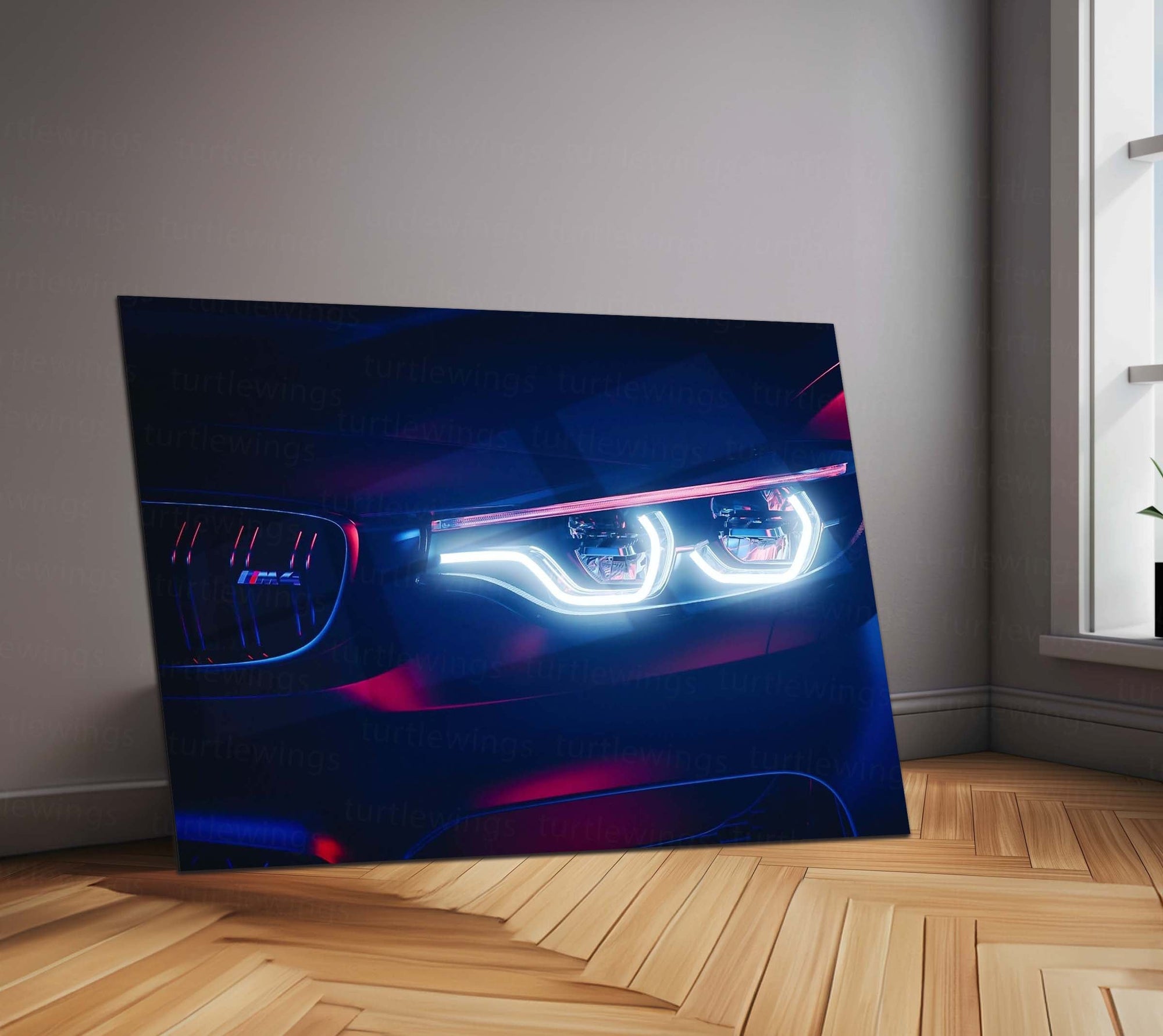 BMW M4 Neon LED Metal Frame | High-Performance Sports Car Wall Art with LED Glow