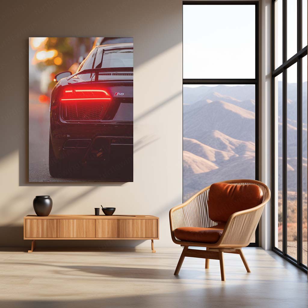 LED | Audi R8 Redline Neon LED Metal Frame | Supercar Wall Art with LED Glow