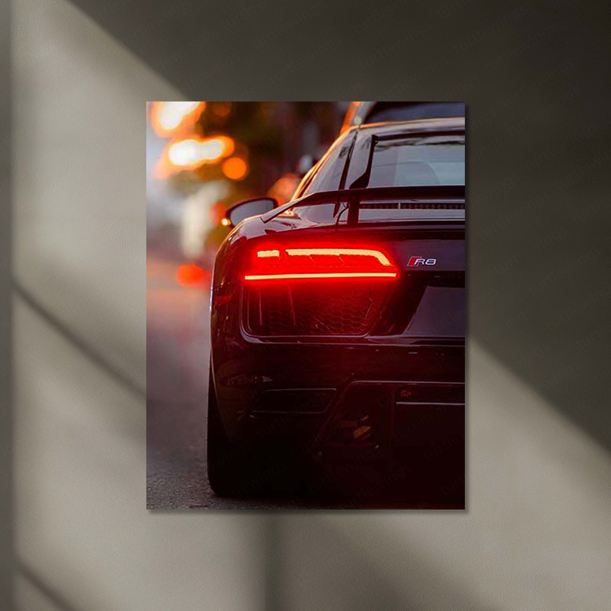 LED | Audi R8 Redline Neon LED Metal Frame | Supercar Wall Art with LED Glow