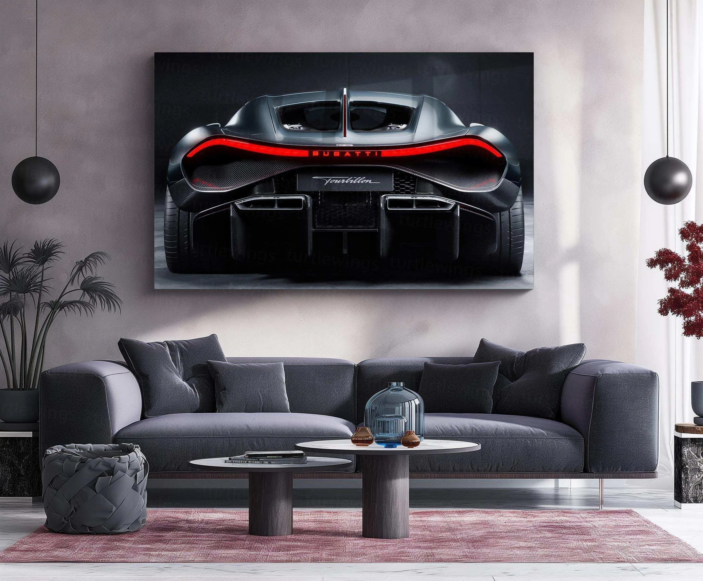 Bugatti Neon LED Metal Poster â Luxury Supercar Wall Art for Automotive Enthusiasts