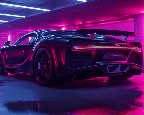 Bugatti V6 - Neon Car Art