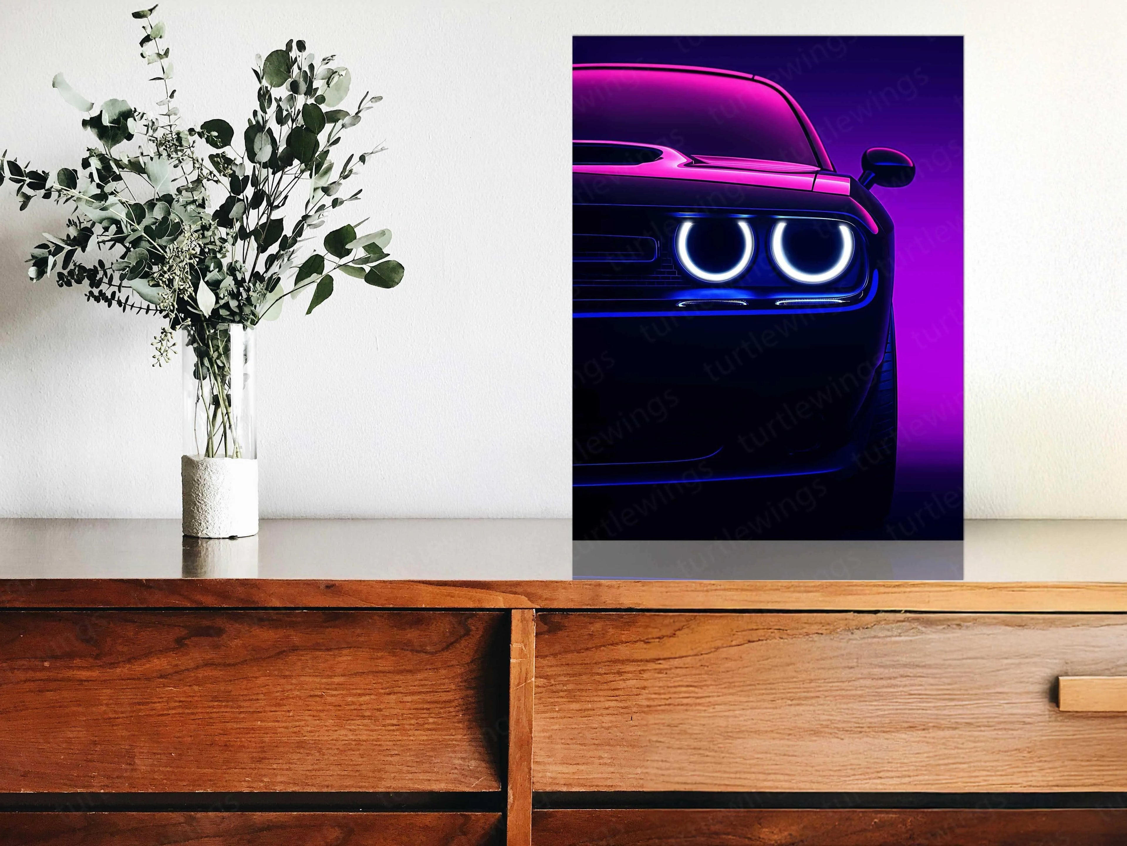Dodge Challenger SRT Neon LED Metal Frame â Bold Automotive Wall Art 5