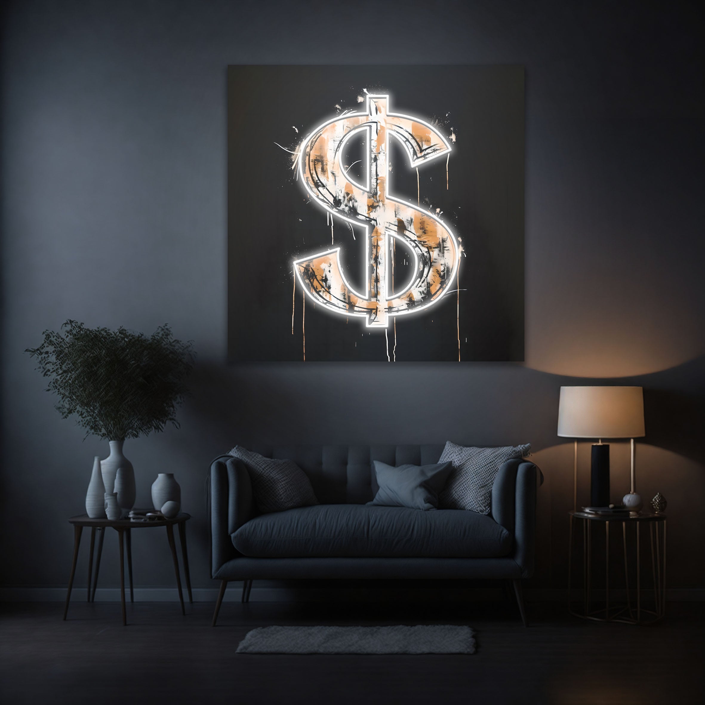 Dollar Sign – Neon Motivational Art