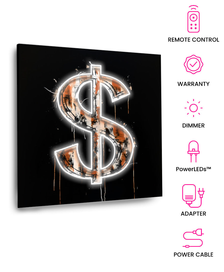 Dollar Sign – Neon Motivational Art