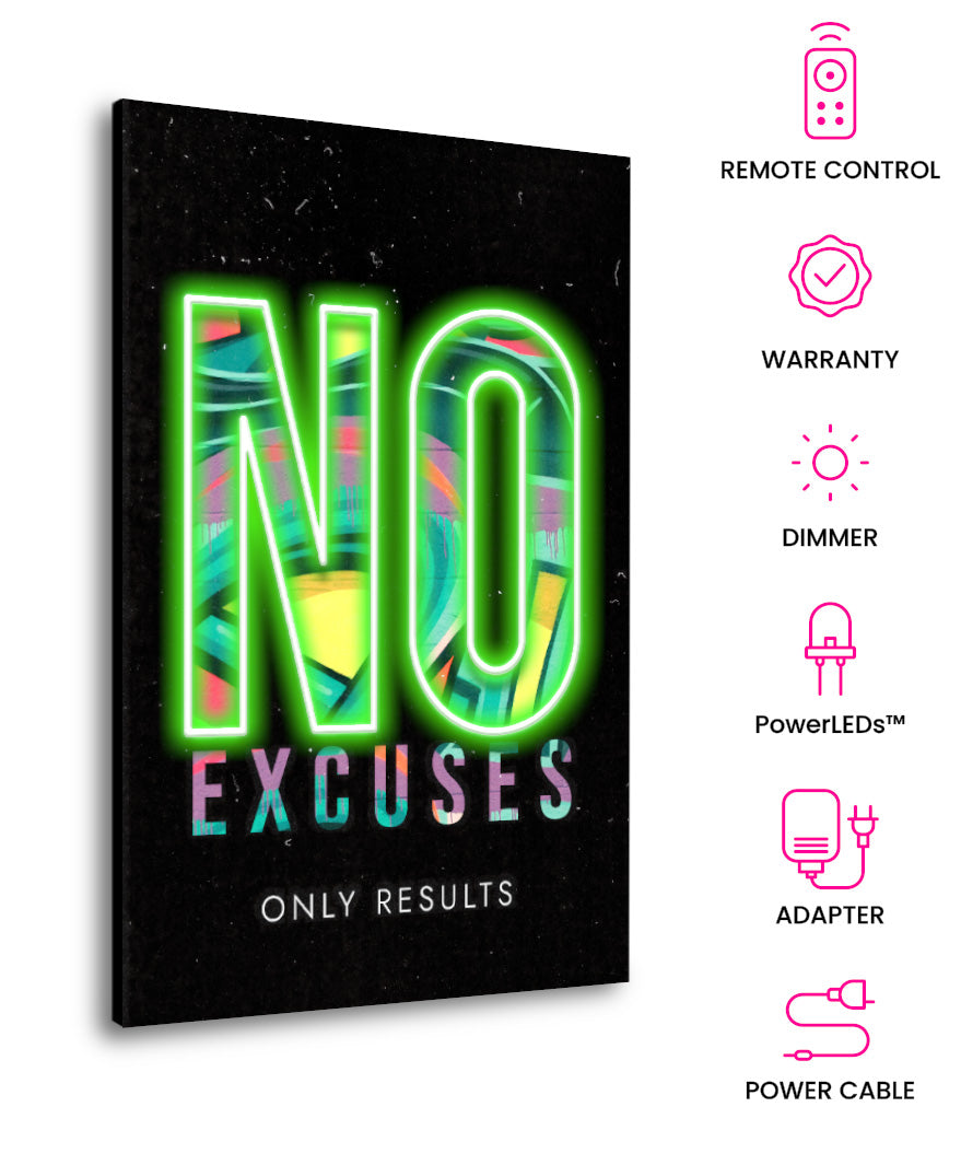 No Excuses – Neon Motivational Art