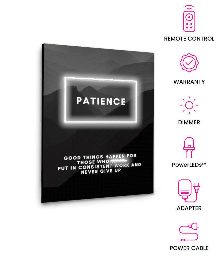 Patience – Neon Motivational Art