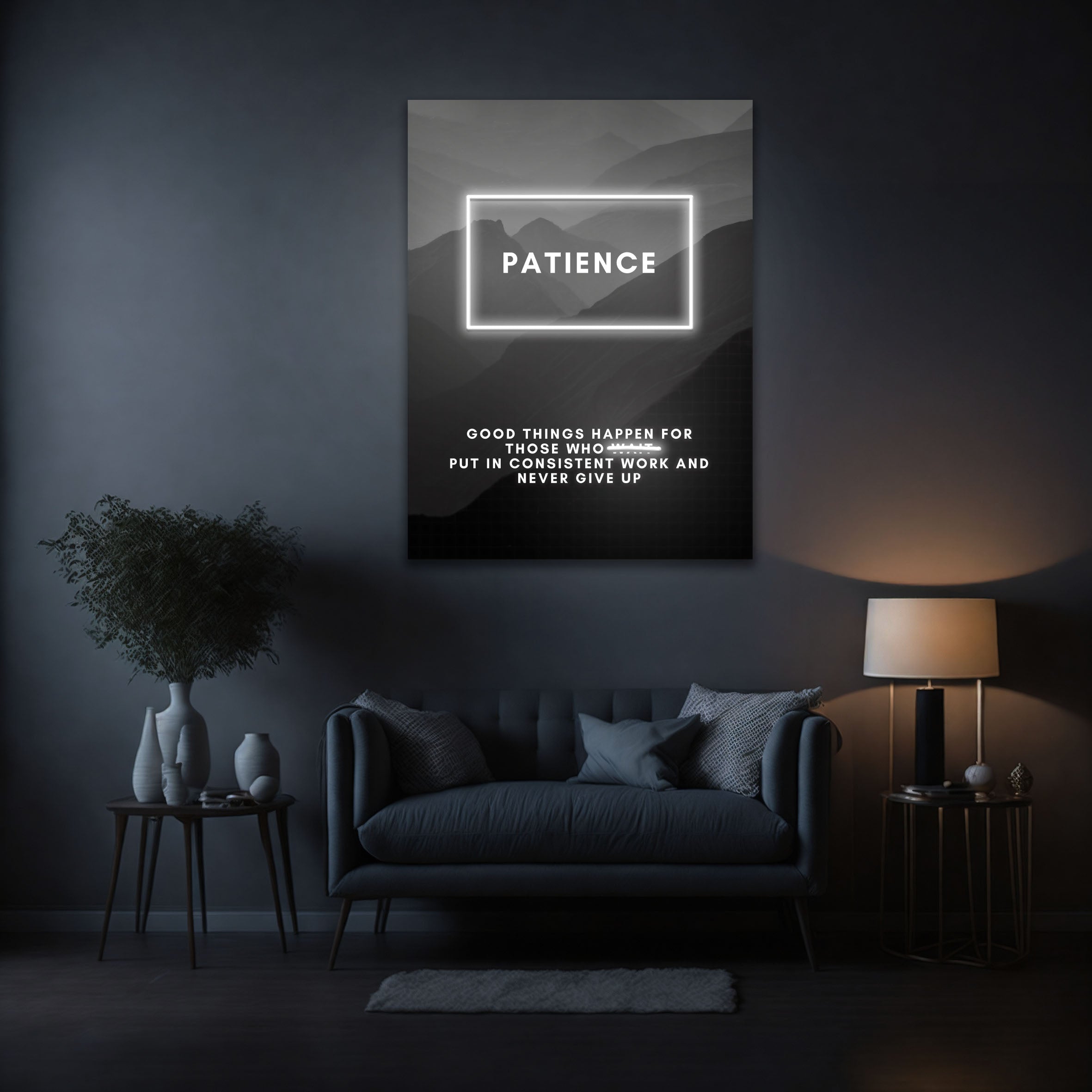 Patience – Neon Motivational Art