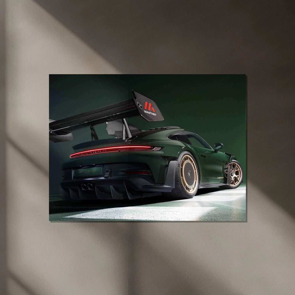 2025 Porsche 911 GT3 RS with Manthey Kit Neon LED Metal Frame â Ultimate Sports Car Wall Art