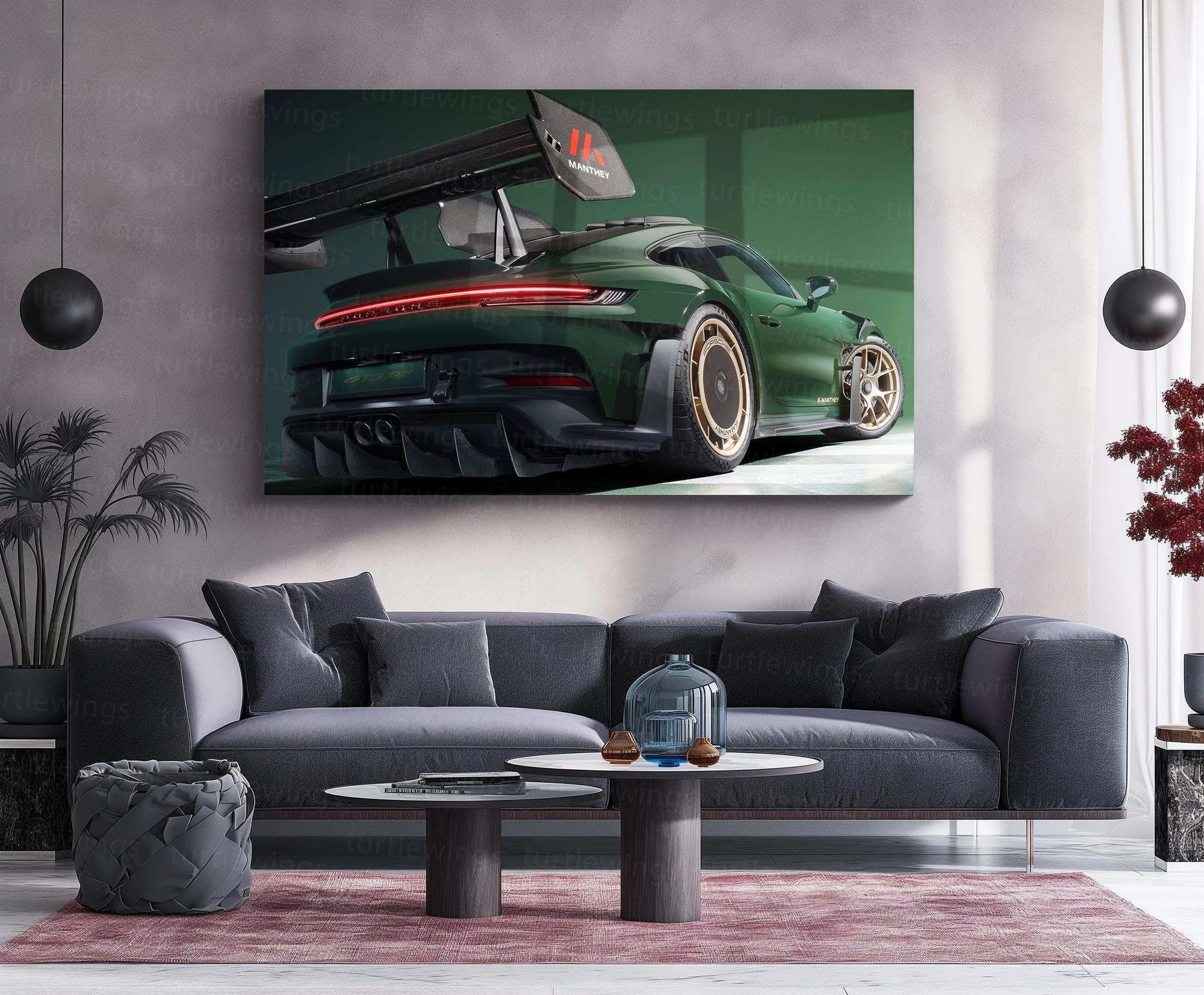 2025 Porsche 911 GT3 RS with Manthey Kit Neon LED Metal Frame â Ultimate Sports Car Wall Art