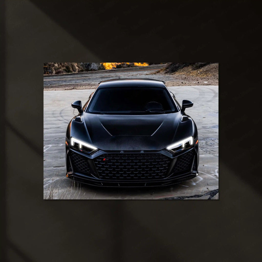 LED | 🖤 Black Audi R8 Neon LED Metal Poster | Luxury Sports Car Wall Art