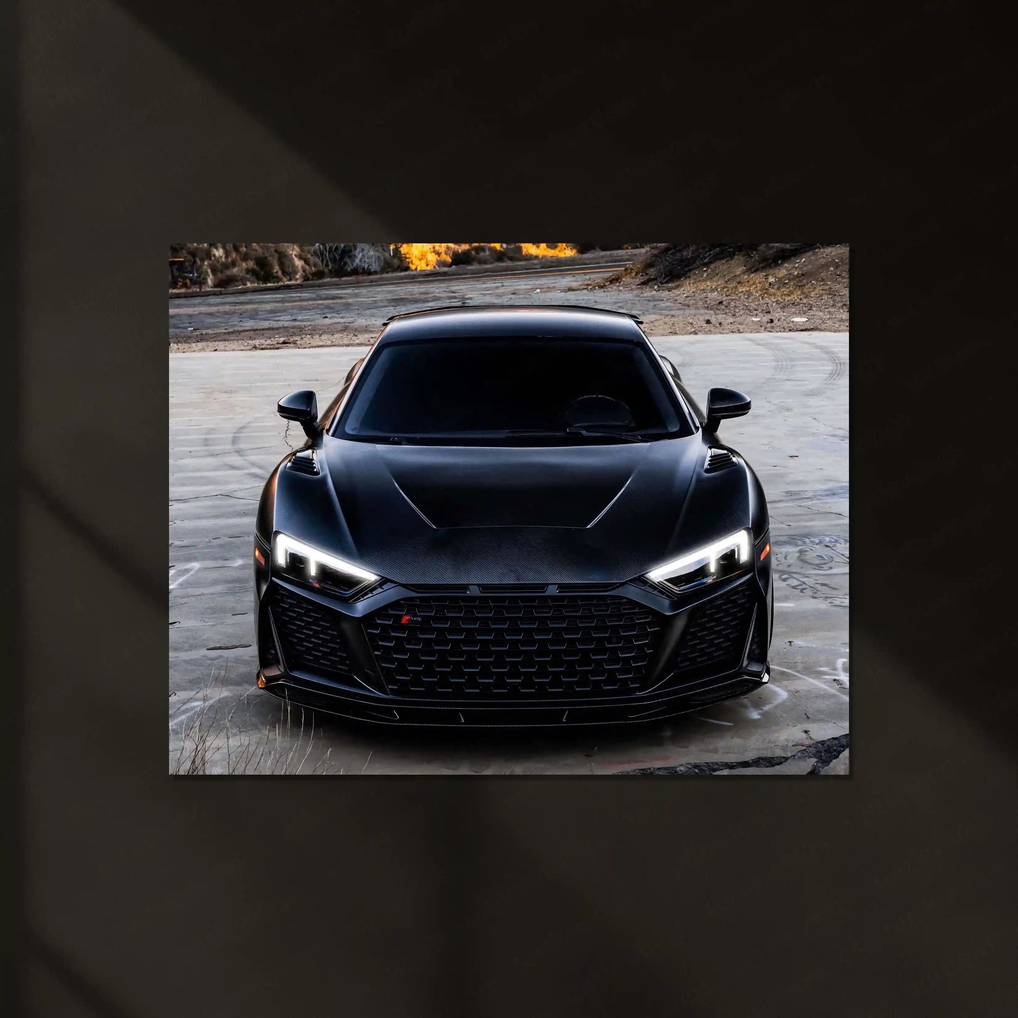 LED | 🖤 Black Audi R8 Neon LED Metal Poster | Luxury Sports Car Wall Art