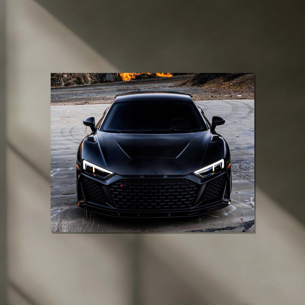 LED | 🖤 Black Audi R8 Neon LED Metal Poster | Luxury Sports Car Wall Art