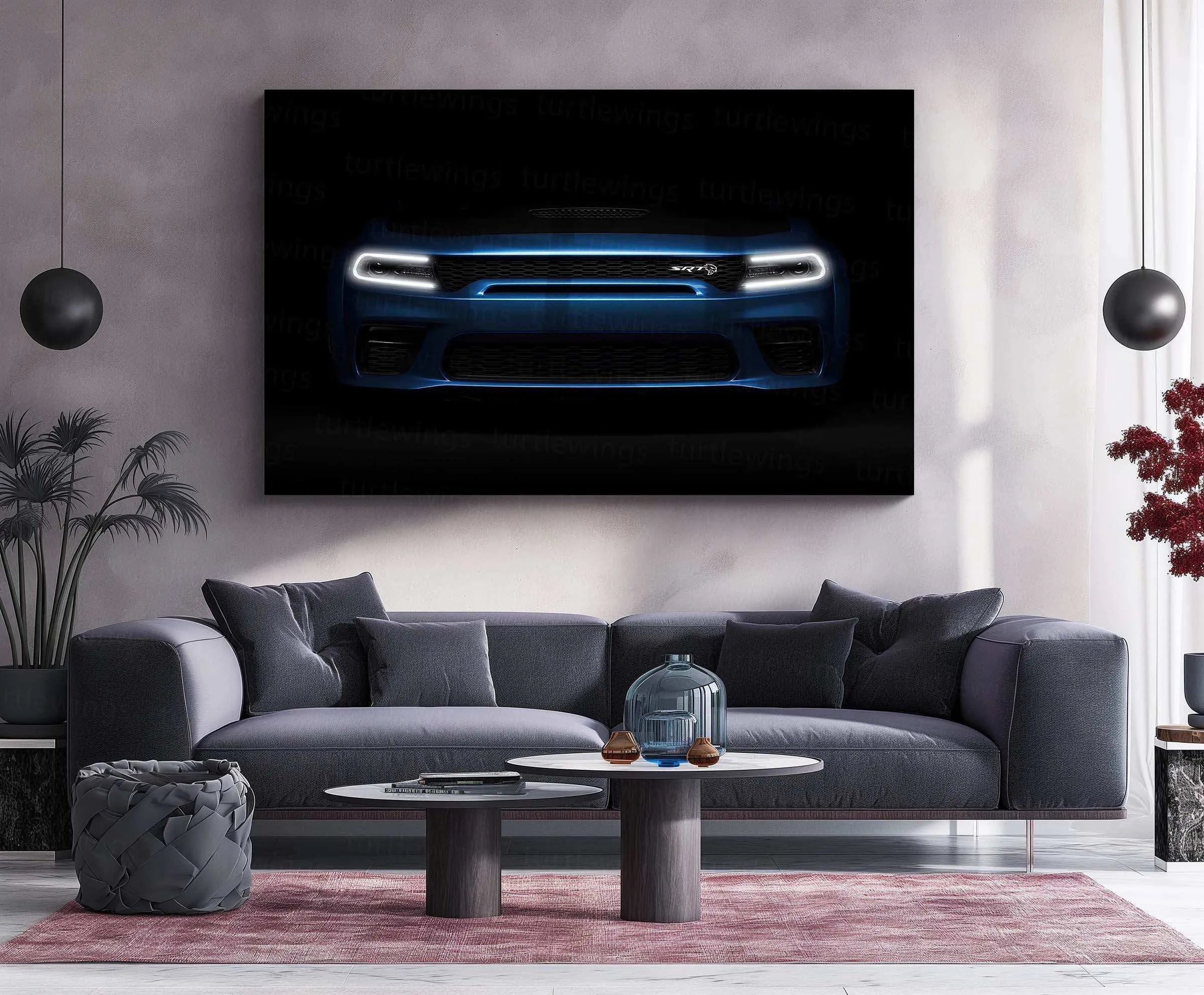 Dodge SRT Hellcat Neon LED Metal Poster