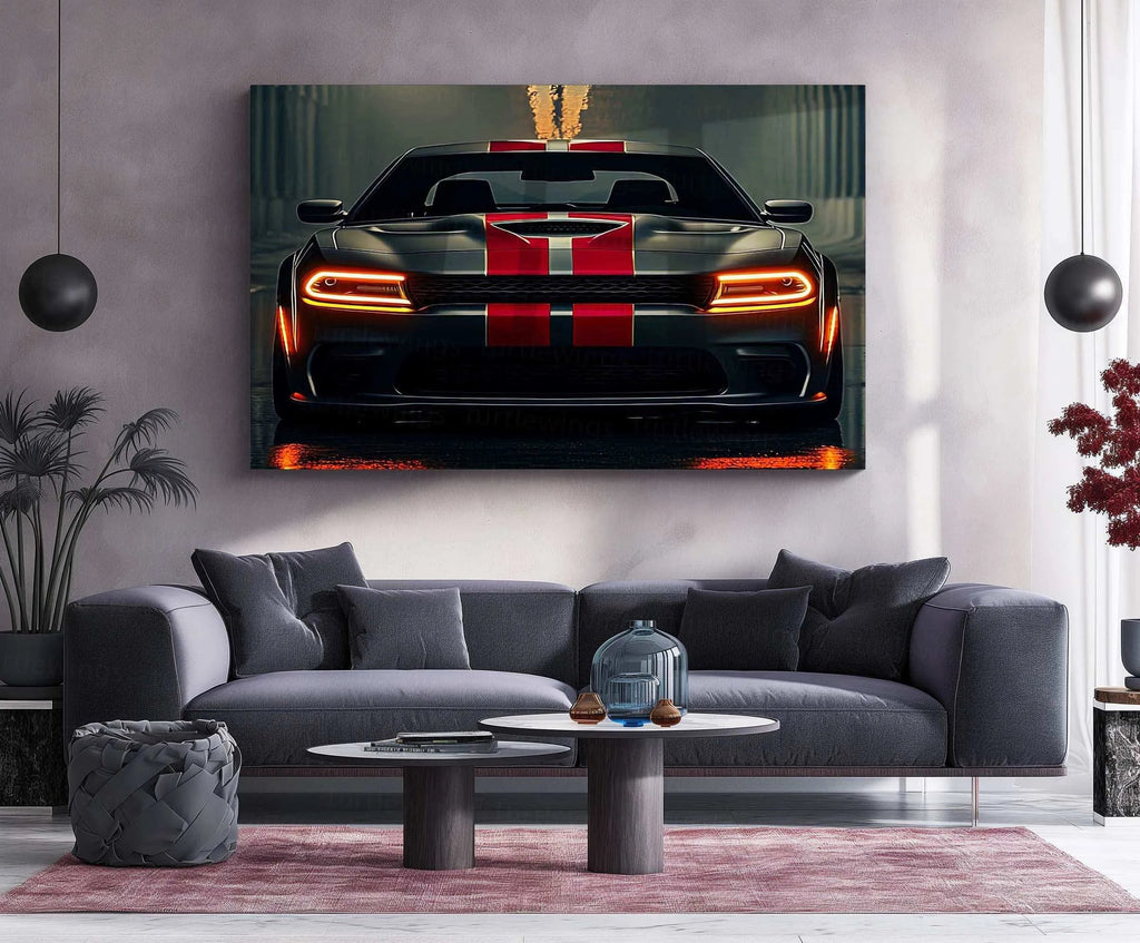 Dodge Racing Neon LED Metal Poster â Muscle Car Performance Wall Art
