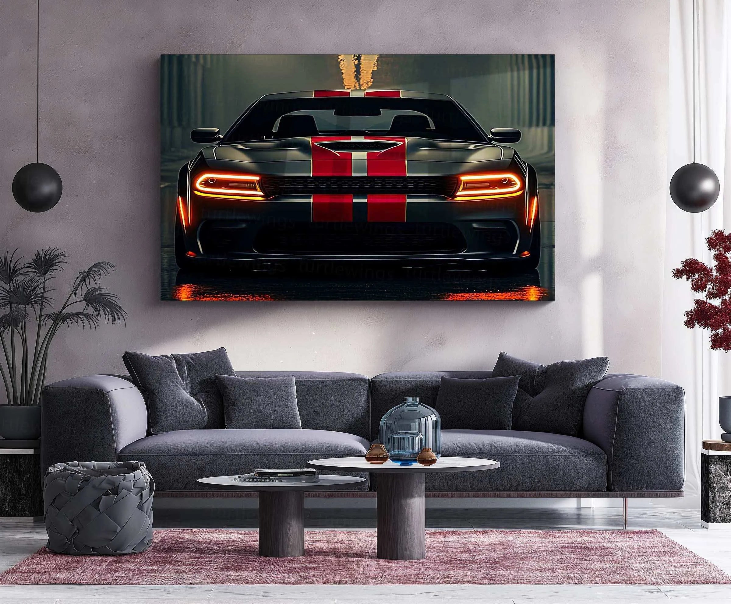 Dodge Racing Neon LED Metal Poster â Muscle Car Performance Wall Art