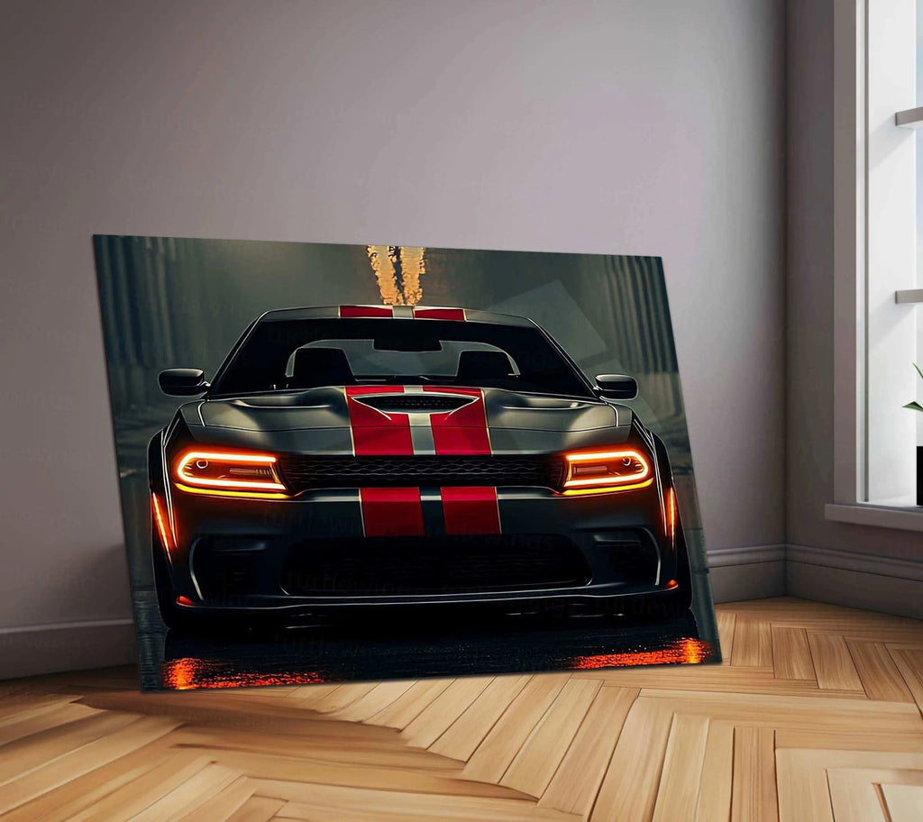 Dodge Racing Neon LED Metal Poster â Muscle Car Performance Wall Art